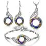 Kate Lynn Women Jewelry Set Nirvana of Phoenix Pendant Necklace & Dangle Earrings & Bangle Bracelet Volcano Crystals from Austria Gifts for Her Valentines Day with Gift Box