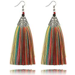 YRY Tassel Earrings Fringe Drop Long Dangling Bohemian Statement Thread Earrings for Women Wedding Party Jewelry