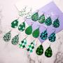 St.Patrick’s Day Leather Earring Set for Women Girls Green Glitter Earrings Lightweight Teardrop Dangle Earring Fashion Holiday Earring Jewelry Gifts