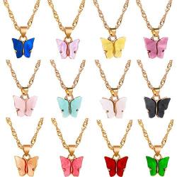 Nanafast Butterfly Pendant Necklace for Women & Girls Acrylic Necklace with Gold-Plated