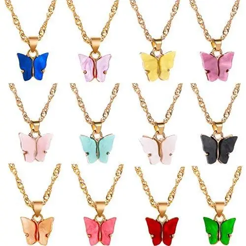 Nanafast Butterfly Pendant Necklace for Women & Girls Acrylic Necklace with Gold-Plated Nanafast Butterfly Pendant Necklace for Women & Girls Acrylic Necklace with Gold-Plated