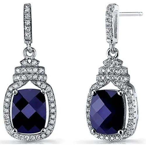 Peora Sterling Silver Earrings for Women, Charming Crown Dangle Cushion Cut in Natural, Created and Simulated Gemstones