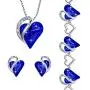 Leafael Infinity Love Crystal Heart Bundle Jewelry Set Lapis Lazuli Cobalt Blue Gifts for Women Necklace Earrings Bracelet, Silver-Tone