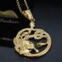 Lee Island Fashion 24K Gold Plated Medusa Gorgon Snake Head Pendant Medallion Stainless Steel Necklace for Women Girls, Greek Jewelry Gift with 20 Inch Chain