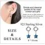 925 Sterling Silver Dangle Drop Earrings for Women Girls, Colorful Round Square Triangle Crystal Zirconia Star Dangling hoop Studs Earing Sets jewelry Gifts For Mother Party Christmas Wedding