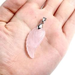 Top Plaza Reiki Healing Crystal Quartz Gemstones Jewelry Angel Wings Carved Stone Pendant Necklace Tree of Life Charm Stretch Bracelet Set