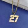 LuxglitterLin Men 18K Gold Plated Sports Initial Number 1 Necklace Stainless Steel Personalized Jewelry 3mm Wide Wheat Chain 25mm