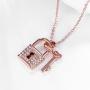 Kebaner Fashion Jewelry Lock in My Heart Lock & Key Crystal Rose Gold Plated Necklace Pendant for Women