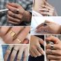 Stainless Steel Open Band Ring for Men Women 18K Gold/Black Plated Brush/Smooth Surface Rings Set Minimalist Jewelry(with Gift Box)