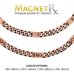 MagnetRX® Copper Magnetic Therapy Necklace - Copper Magnetic Necklace for Pain Relief and Healing - 99.9% Pure Copper Curb Chain Necklace with Magnets (24.0 Inches)
