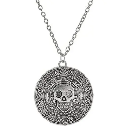 LUREME Inspired by Pirates of The Caribbean Movies Cursed Aztec Coin Medallion Necklace Skull Necklace(01003817)
