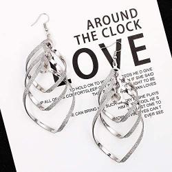 Classic Twist Wave Design Drop Dangle Earrings Sparkling Ear Stud Double Linear Earrings for Women Girls