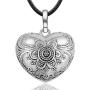EUDORA Harmony Ball Necklace Vintage Heart Chime Bola Pendant 30'' & 45'' Rope for Pregnancy Women Silver Plated Copper