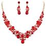 EVER FAITH Wedding Bridal Jewelry Accessory Crystal Elegant Teardrop Floral Wave Necklace Earrings Set for Women