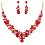 EVER FAITH Wedding Bridal Jewelry Accessory Crystal Elegant Teardrop Floral Wave Necklace Earrings Set for Women EVER FAITH Wedding Bridal Jewelry Accessory Crystal Elegant Teardrop Floral Wave Necklace Earrings Set for Women