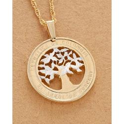 Colombian Tree Pendant, Hand cut Colombian Coin, 1'' diameter, (# 868)