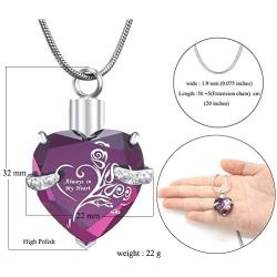 Meetlove Glass Heart Cremation Urn NecklaceMemorial Jewelry for Ashes Urn Locket Pendant - Always in My Heart