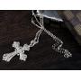 Alilang Silvery Tone Religious Cross Pendant Necklace w/Aquamarine Blue Or Clear Crystal Rhinestones