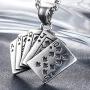 Jude Jewelers Stainless Steel Royal Flush Poker Games Pendant Necklace (Silver)