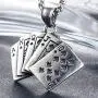 Jude Jewelers Stainless Steel Royal Flush Poker Games Pendant Necklace (Silver) Jude Jewelers Stainless Steel Royal Flush Poker Games Pendant Necklace (Silver)