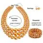 KOSMOS-LI Large Pearl Jewelry Set Pearl Statement 18'' Necklace Bracelet and Earrings KOSMOS-LI Large Pearl Jewelry Set Pearl Statement 18'' Necklace Bracelet and Earrings