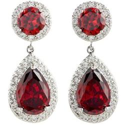 SELOVO Zircon Teardrop Tear Drop Dangle Earrings Jewelry Silver Tone