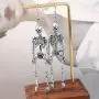 Chamqueen Halloween Skeleton Necklace Earrings Drop Dancing Skeletons Earrings Set Skeleton Dangle Jewelry Set