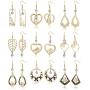 Magitaco 9 Pairs Hawaiian Gold Dangle Earrings for Women Boho Bohemian Earrings Pearl Heart Tortoise Pineapple Flower Polynesian Drop Earring Set