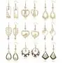 Magitaco 9 Pairs Hawaiian Gold Dangle Earrings for Women Boho Bohemian Earrings Pearl Heart Tortoise Pineapple Flower Polynesian Drop Earring Set