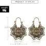 Vintage Mandala Flower Drop Dangle Earring for Women Girl Tribal Hollow Floral Pendant Earrings (Gold)