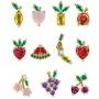 14K Gold Plated Fruit Stud Earrings Set Cute Tropical Fruit Pineapple Cherry CZ Cartilage Helix Earrings for Women Girls Christmas Gift