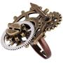 Steampunk Clock Open Rings Punk Goth Steam Gears Adjustable Rings for Men Women Cool Halloween Jewelry Gifts