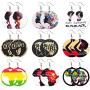 SWEET BELL 9 Pairs African Wooden Earrings for Women Round African Map African Women Earrings Wooden Painted Earrings Ethnic Style Drop Dangle Earrings Set