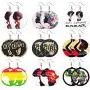 SWEET BELL 9 Pairs African Wooden Earrings for Women Round African Map African Women Earrings Wooden Painted Earrings Ethnic Style Drop Dangle Earrings Set