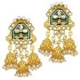 I Jewels Indian Bollywood Gold Plated Kundan Pearl Meena Work Choker Jewelry set with Jhumkis For Women