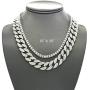 Mens Iced Out Hip Hop Silver tone CZ Miami Cuban Link Chain Choker Necklace