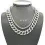 Mens Iced Out Hip Hop Silver tone CZ Miami Cuban Link Chain Choker Necklace Mens Iced Out Hip Hop Silver tone CZ Miami Cuban Link Chain Choker Necklace