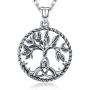 Aniu Tree of Life Necklace, Celtic Family Tree Pendant for Women, Sterling Silver Jewelry Gift - Oxidized Special Effect