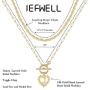 IEFWELL Gold Necklaces for Women Girls, 14K Gold Plated Heart Pendant Gold Chain Necklaces for Women Layering Necklaces for Girls Jewelry