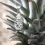 Sterling Silver Pineapple Necklace Pendant with 18'' Box Chain