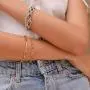WEARON Dainty Gold Link Chain Bracelet for Women 14K Gold Plated Simple Delicate Cable Link Chain Handmade Minimalist Jewelry Retro Personality Bracelet Adjustable Thin Cuban Link Chain Paperclip