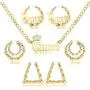 sailimue Queen Pendant Curb Chain Necklace with Oversize Bamboo Hoop Earring Set for Women Gold Plated Womens Statement Earrings Costume Jewelry Punk Hip Hop Rapper Style sailimue Queen Pendant Curb Chain Necklace with Oversize Bamboo Hoop Earring Set for Women Gold Plated Womens Statement Earrings Costume Jewelry Punk Hip Hop Rapper Style