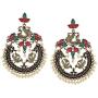 Efulgenz Boho Vintage Antique Gypsy Tribal Crystal Kundan Indian Oxidized Silver Chandbali Dangle Earrings Jewelry