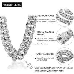 Halukakah Gold Chain for Men Iced Out,14MM/20MM Mens 18k Real Gold Plated/Platinum White Gold Finish Diamond Cuban Link Chain Miami Choker Necklace Bracelet,Full Cz Prong Set,with Giftbox