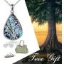 POPLYKE Tree of Life Pendant Necklace for Women Sterling Silver Family Tree Teardrop Alabone Shell Celtic Knot Jewelry for Mom Girls (Colorful-Alabone Teardrop Tree Necklace)