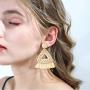 FUNRUN JEWELRY Rattan Tassel Earring for Women Straw Wicker Drop Dangle Raffia Earring Geometric Handmade Statement Hoop Earring Lighweight