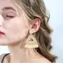 FUNRUN JEWELRY Rattan Tassel Earring for Women Straw Wicker Drop Dangle Raffia Earring Geometric Handmade Statement Hoop Earring Lighweight