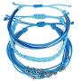 Minagoo Bohemian Wave Bracelet Set for Women Wax Coated Braided Rope Beach Jewelry
