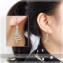 Cute Christmas Tree Piercing Dangle Earrings Golden Silver Two Tone Women Girls Holiday Gift