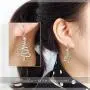 Cute Christmas Tree Piercing Dangle Earrings Golden Silver Two Tone Women Girls Holiday Gift